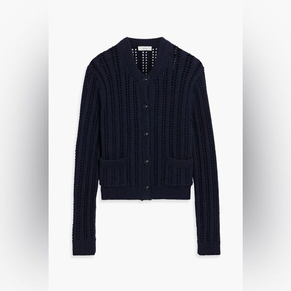 A.L.C. $395 Tilly open-knit cotton-blend cardigan in black - Picture 4 of 12